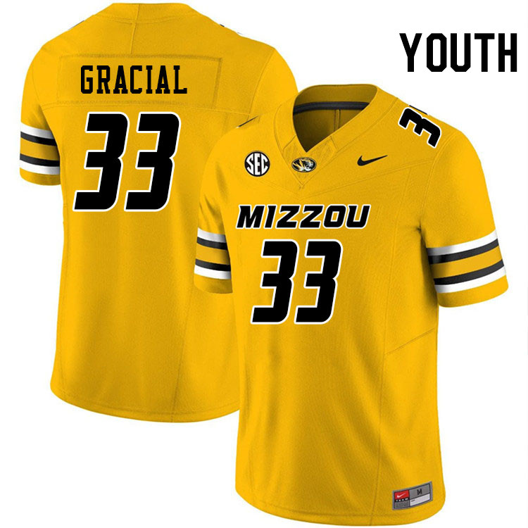 Youth #33 Marquis Gracial Missouri Tigers College Football Jerseys Stitched-Gold